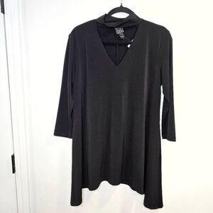 Clara Sun Woo Tunic Women's Small Black Long‎ Sleeve V-Neck Pullover Blouse